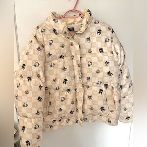 Sanrio x Forever21 checkerboard winter puffer coat - hello kitty cute kawaii y2k